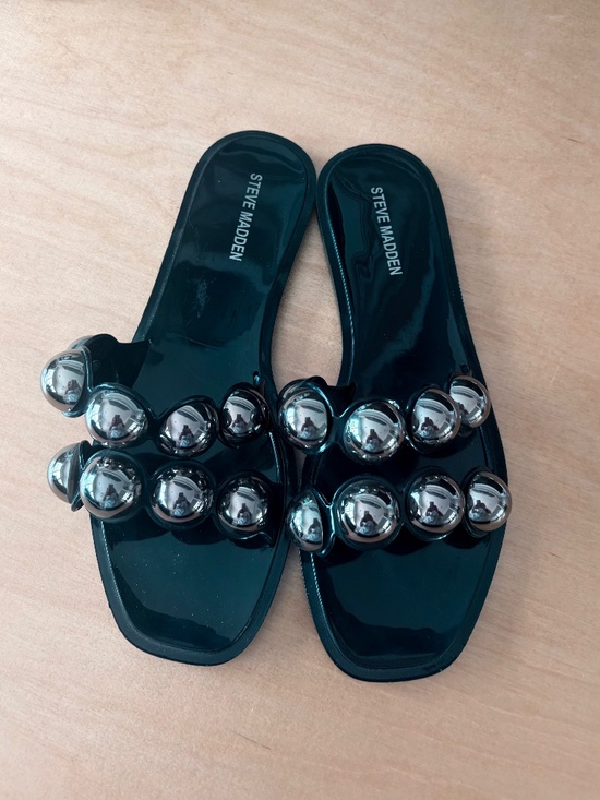 Steve Madden Shoes - Steve Madden Jelly Slides with Silver Beaded Accent.
